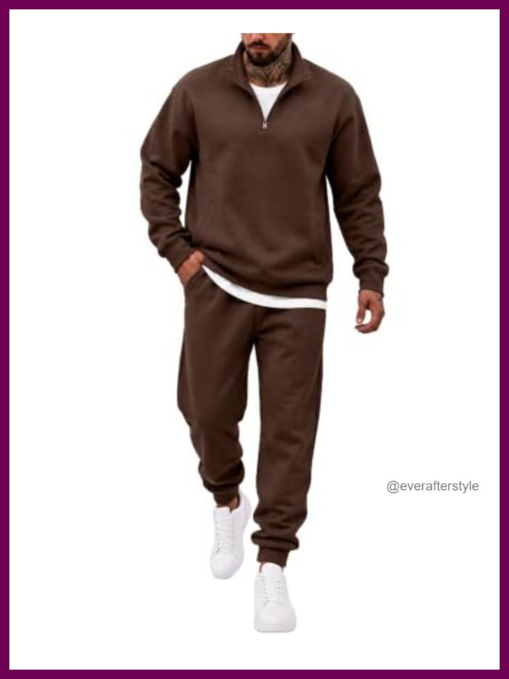 COOFANDY 2 Piece Sweatsuit 1/4 Zip Sweatshirt & Jogger Set